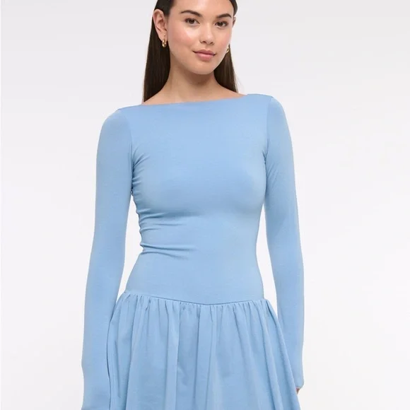 knee length dresses for ladies Abercrombie And Fitch Long Sleeve Emerson Chiffon Dress